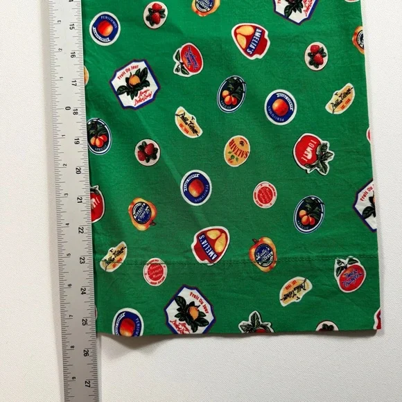Anthropologie Maeve Colette Fruit Print Cropped Wide Leg Pants Green Size 28 NWT - Picture 7 of 15